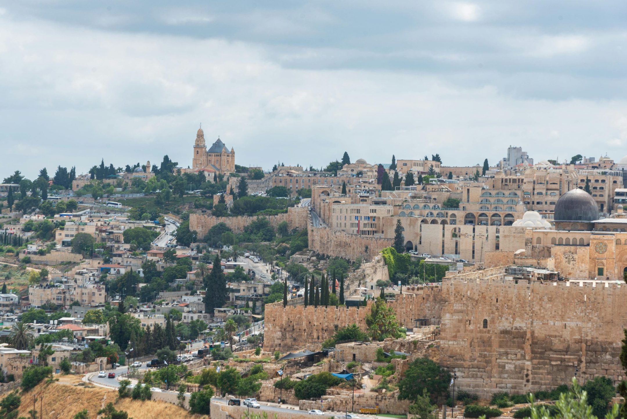 Jerusalem's Old City skyline with historic walls and religious landmarks