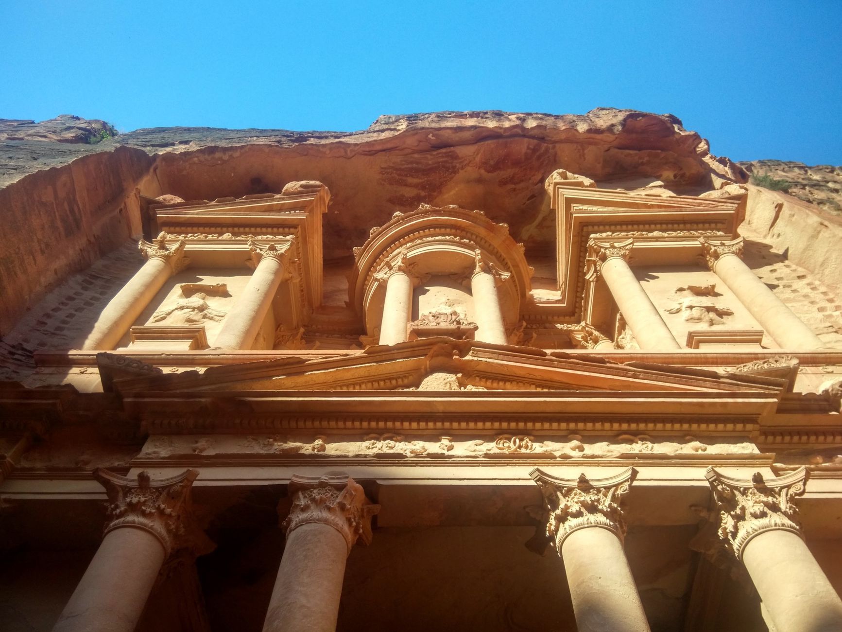 The Treasury at Petra, carved into a rose-coloured rock face